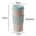 thumbnail image 2 of 15.2 fl.oz Double-wall Insulation Coffee Cup Wheat Fiber Straw Coffee Cup Eco-friendly Wheat Fiber Straw Coffee Cup Travel Coffee Mug Leakproof Gift Mugs, 2 of 7