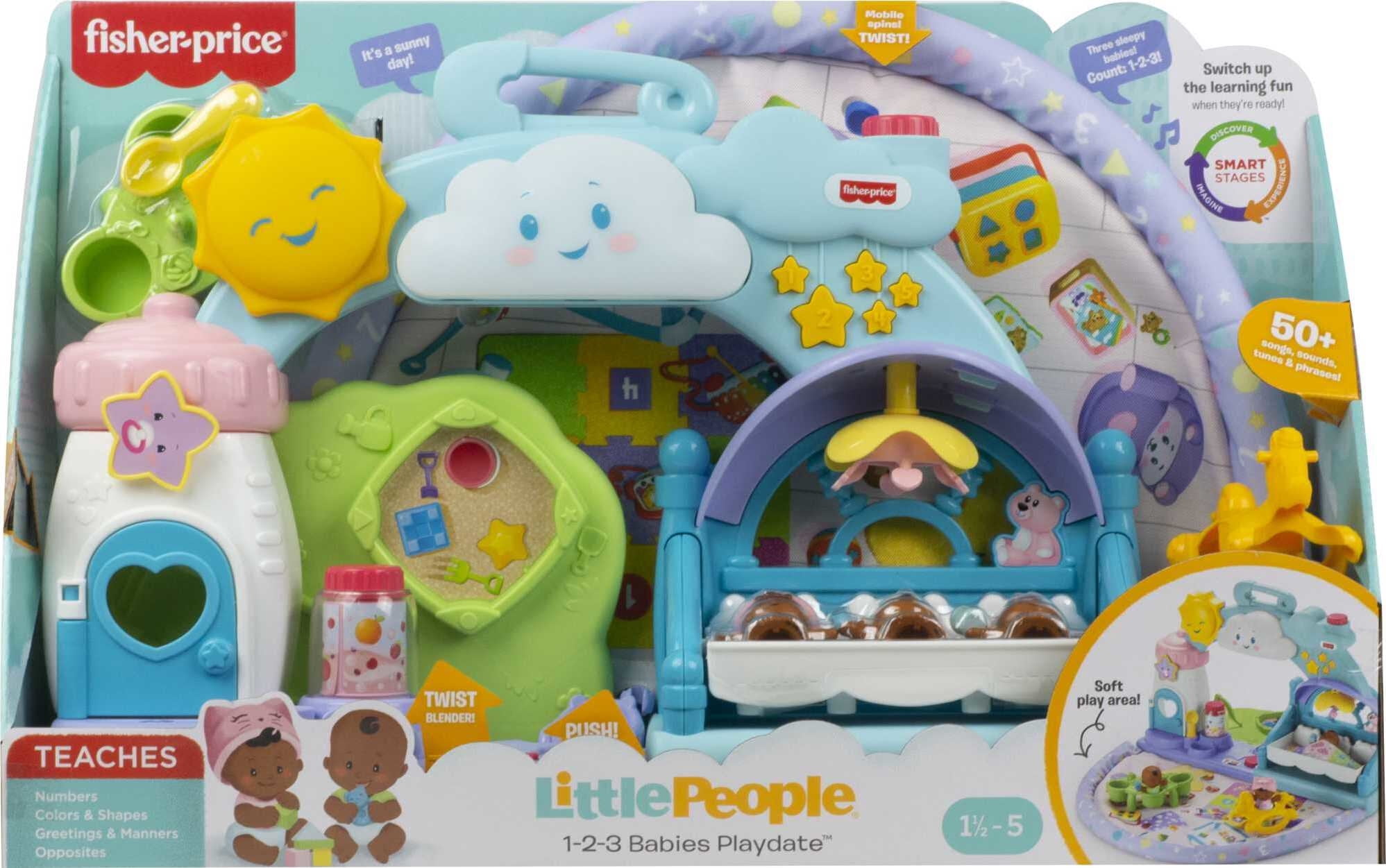 ​Fisher-Price Little People 1-2-3 Babies Playdate Musical Playset with 3 Black Baby Dolls