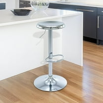 Brage Living Bar Stools, Adjustable Height Swivel Bar Stools, Metal Airlift Barstools, Backless Counter Height Bar Chairs for Kitchen Dining Room Pub Cafe 1Pc (Silver)