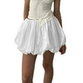 thumbnail image 2 of Zshosam Bubble Skirts for Women Casual Pleated Ruffle Hem A Line Mini Skirt Y2K Puffy Skirts Streetwear(White,M), 2 of 4