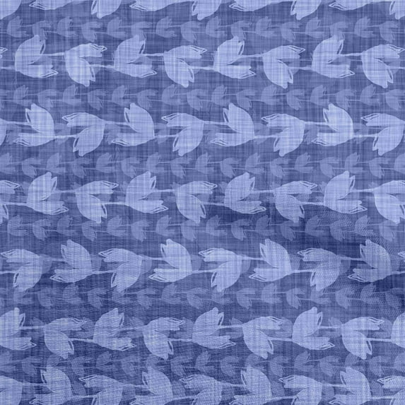 oneOone Cotton Poplin Medium Blue Fabric Asian Block Sewing Material Print Fabric By The Yard 42 Inch Wide