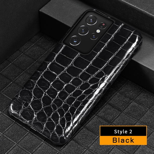 Funda de cuero de cocodrilo 100% Natural para teléfono Samsung Galaxy S23 S21 S22 Ultra S20 FE S10 S21 Plus Note 20 A71 A51 A52 A53 A54 Fivean unisex