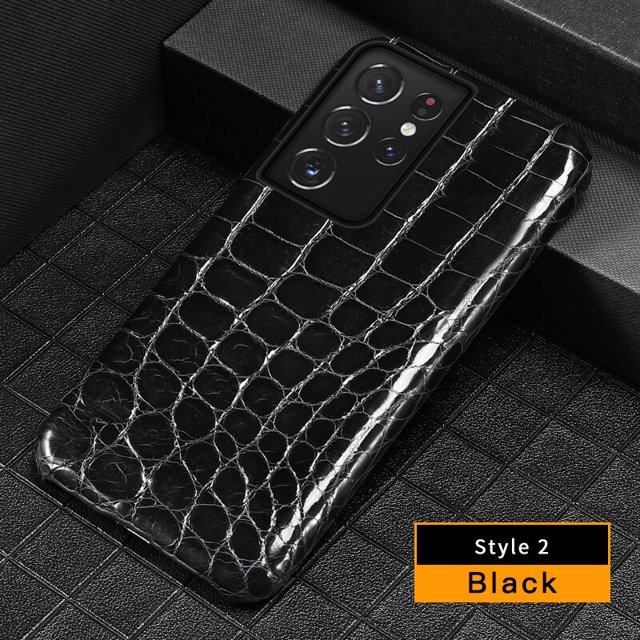 Funda de cuero de cocodrilo 100% Natural para teléfono Samsung Galaxy S23 S21 S22 Ultra S20 FE S10 S21 Plus Note 20 A71 A51 A52 A53 A54 Fivean unisex