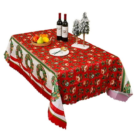 

Younar Christmas Table Cover | Reusable Rectangular Christmas Tablecloth | Santa Claus Snowflakes Elk Snowman Table Cloth Perfect for Christmas Party Dinner Table Decorations