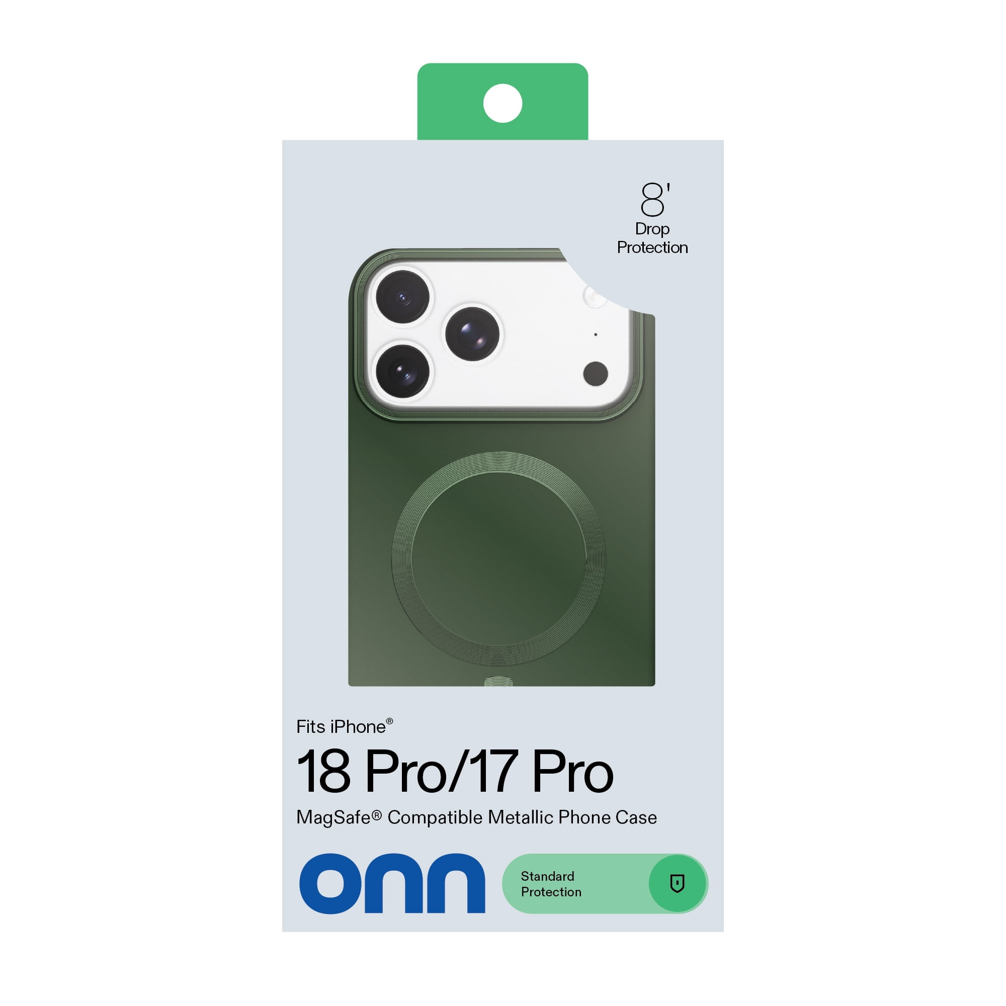 onn Soft Touch Phone Case for iPhone 18 Pro / 17 Pro, MagSafe Compatible - Forest Green