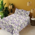 thumbnail image 2 of Ambesonne Vintage Flowers Fitted & Flat Sheet with Shams 4 Pcs Set, Nostalgic Flowers, Queen, Lavender Champagne, 2 of 5