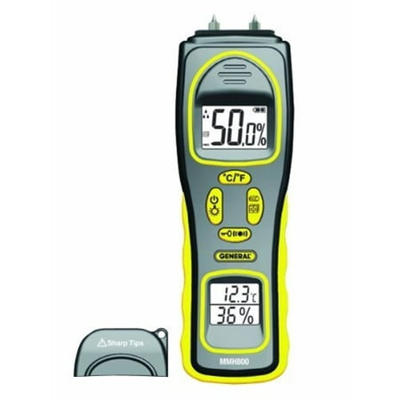 General Tools MMH800 Pin/Pinless Moisture Meter with Temperature and (Best Pinless Moisture Meter)