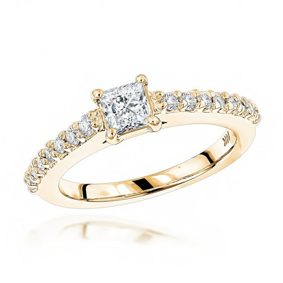 Luxurman Ladies 14K Natural 0.7 Ctw Diamonds Unique Designer Engagement Ring (Yellow Gold Size 4.5)