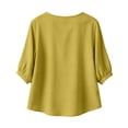thumbnail image 4 of Wutalume Women's 3/4 Sleeve Button Down Top - Casual Cotton Blouse with Front Button Closure, 3/4 Sleeve Blouses for Women, Womens Summer Tops Lightweight,Yellow 3XL, 4 of 8