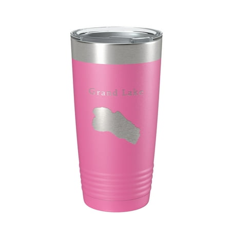 

Grand Lake Map Tumbler Travel Mug Insulated Laser Engraved Coffee Cup Colorado 20 oz Pink