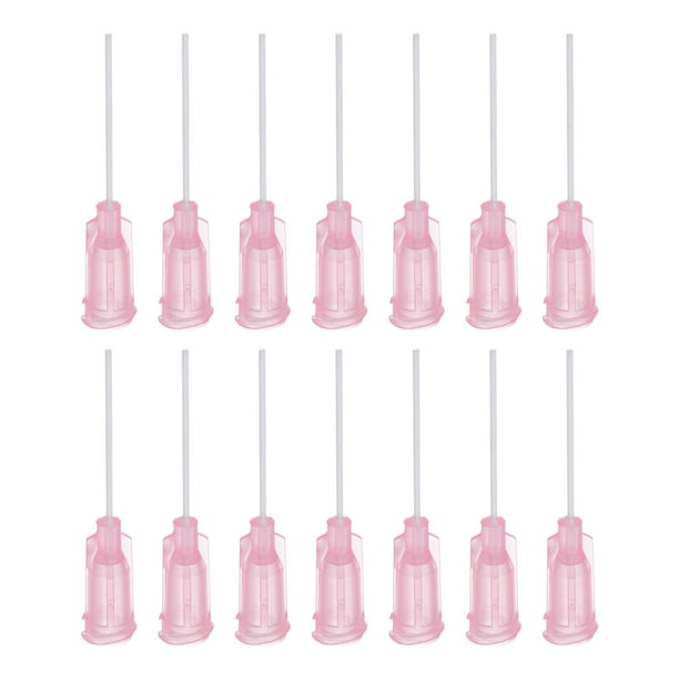 50uds 20G Dispensadoras Agujas, 1" PTFE Pegamento Aguja Romo Tubo Puntas con PP Flexible Aguja para Líquido Pegamento Pistola, Rosa
