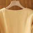 thumbnail image 5 of Htigea Cotton Linen 3/4 Sleeve Shirts for Women Casual Crewneck Basic Tees Loose Pullover Solid Tops Yellow,L, 5 of 5