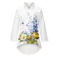 thumbnail image 5 of Blusa con bolsillo y estampado de solapa con botones de manga larga informal para mujer Pompotops FGAJ20480, 5 of 5