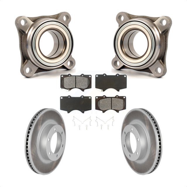 Transit Auto Front Wheel Bearing Coated Disc Brake Rotors and Semi-Metallic Pads Kit for Car Toyota 4Runner Lexus GX470 KBB-106079