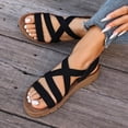 thumbnail image 4 of Rokment Women's Platform Wedge Strappy Fisherman Sandals Comfortable Elastic Orthopedic Low Arch Support Slip on Walking Summer Shoes for Vacation Travel Black Size 6, 4 of 8