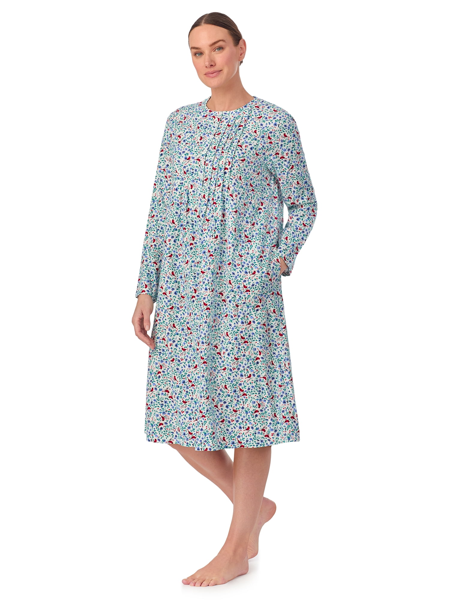 Aria Women’s 100% Cotton Woven Flannel Long Sleeve Nightgown, Sizes XS-5X