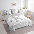 thumbnail image 3 of Manfei Fashion Initial K Letter Twin Bedding Sets 7-Piece, Glitter Diamond Love Heart Bedding Comforter Set, Princess Grey Bowknot Reversible Sheet Sets, Super Cozy Room Decor, 3 of 7
