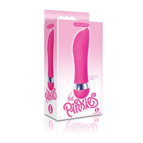 Icon Brands The 9's Pinkies, Vibromasseur Mini en Silicone Dolphy à Point G, 4,5 Po, Rose