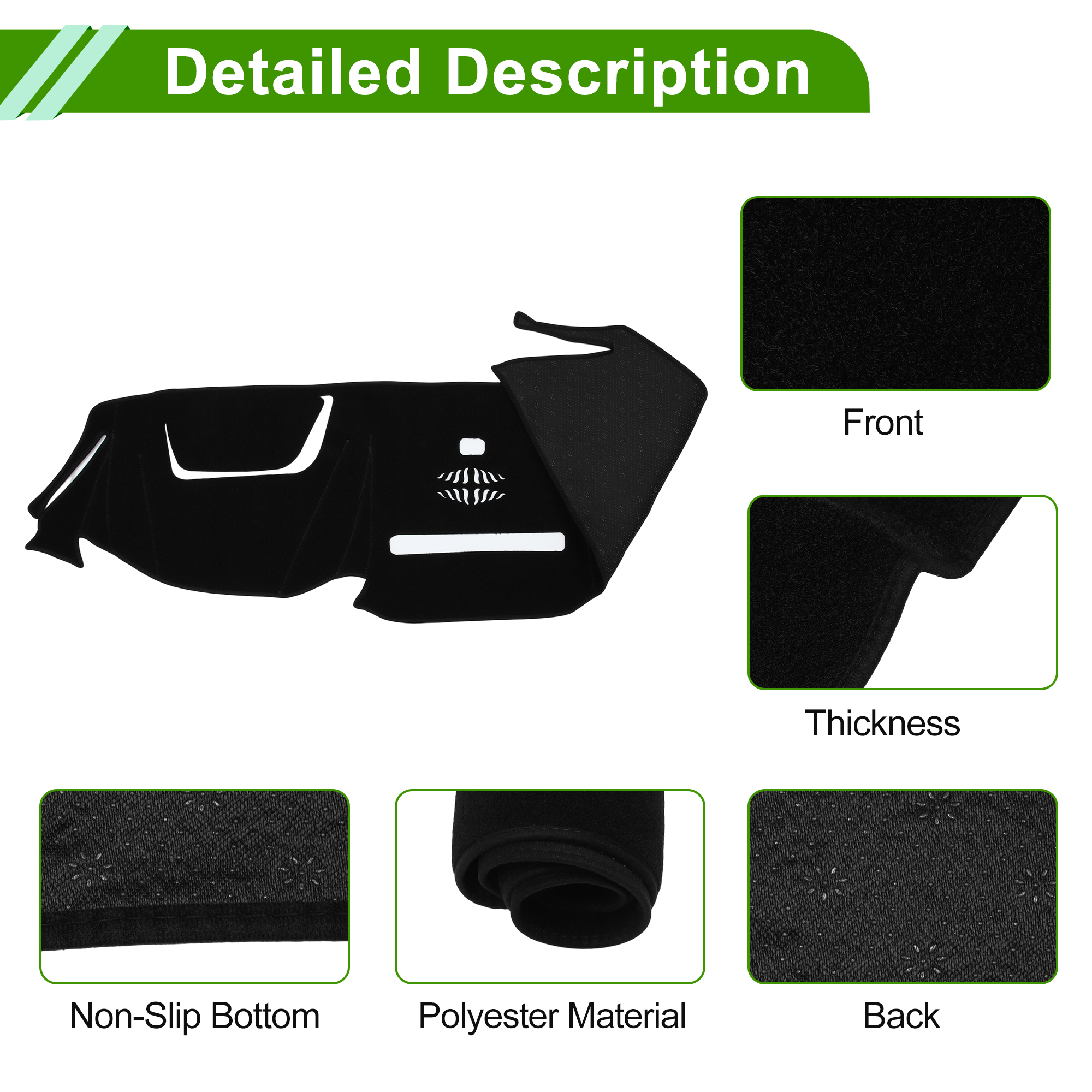 Unique Bargains Dash cover for Acura MDX 2022-2024 Dashboard cover Car Interior Anti-Slip/Anti Dust Polyester Black Thread 1 Pc
