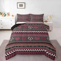 Castle Fairy Cute Plaid Love Heart Twin Comforter Sets,Checkered Stripes Bedding Set
