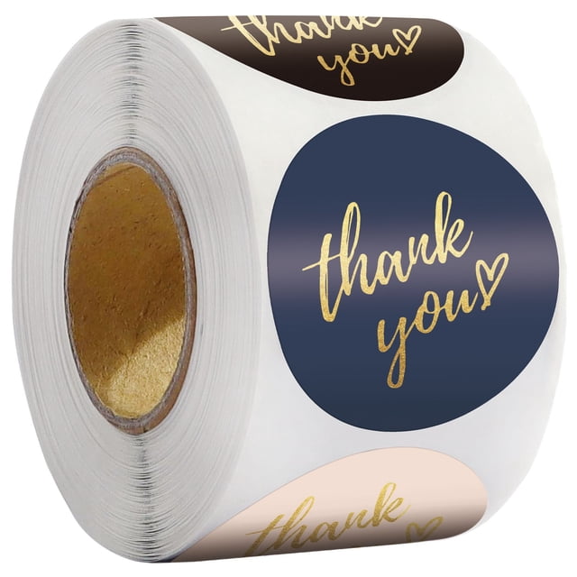 Etiqueta adhesiva de agradecimiento con estampado en caliente de cuatro colores, etiqueta adhesiva de agradecimiento para regalo de boda hecha a mano, papelería de 1,5 pulgadas (38mm) ER