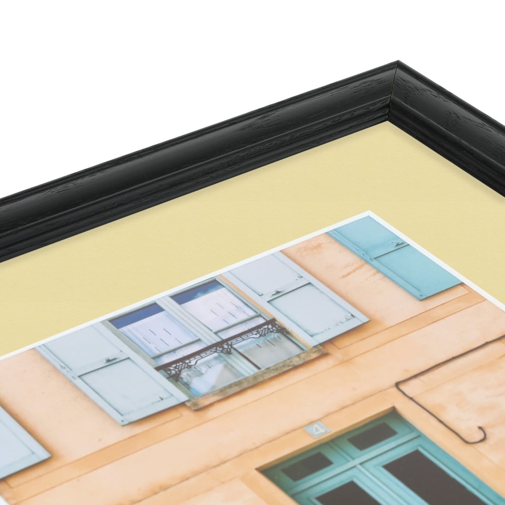 ArtToFrames 22x28 Matted Picture Frame with 18x24 Single Mat Photo Opening Framed in 1.25 Black Stain on Solid Red Oak and 2 Buttercup Mat (FWM-4083-22x28)