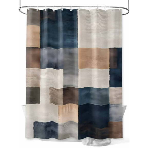 Abstract Blue Black Shower Curtain, Oil Painting Waterproof Shower Curtain Set with 12 Hooks Lightweight Washable Fabric Shower Curtains for Bathroom 48x72 Inches