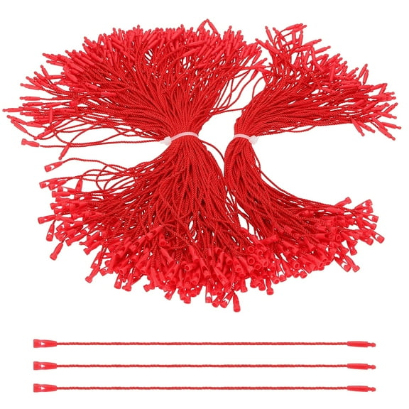 300 Pcs Polyester Hang Tag String, 8 Inch Red Snap Lock Pins Loop Fastener Price Tag Ties for Clothes Shoes Luggage