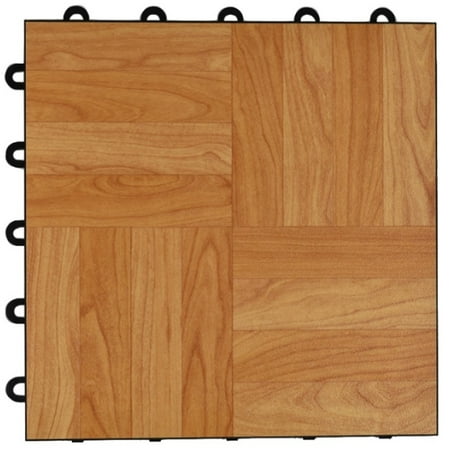 Greatmats Max Tile Vinyl Interlocking Raised Modular 1 ft. x 1 ft. x 5/8 in. Floor Tiles Light Oak 26