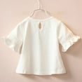 thumbnail image 4 of Bovxnpu Summer Girls Top, Short Sleeve T-shirt for Kids, 6-14 Years Girls Short Sleeve Hollow Out Shirts Kids Cute Crewneck Ruffle Cuffs Blouse 2-3 Years, 4 of 5