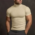thumbnail image 2 of WTXUE T-Shirts Short Sleeve, Mock Neck Shirts for Men Male Summer Solid T Shirt Blouse Turtleneck T Shirt Solid | Casual for Men Beige XXL, 2 of 8