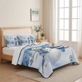 thumbnail image 5 of Quilts Queen Size Bedding Set, Merry Christmas Lightweight Quilted Comforter, Xmas Snowman Blue Gifts Forest Soft Reversible Bedspread Coverlet with Pillow Covers for All Season, 90" x 96", 5 of 9