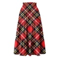 thumbnail image 4 of Midi Skirts For Women Drawstring High Waist Tiered Skirt Elastic Buffalo Plaid Print Loose Skirts Flowy A-Line Skirt With Side Pockets Deep Red XL, 4 of 5