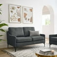 thumbnail image 2 of Loveseat Sofa Couch, Dark Grey Gray, Fabric, Mid Century Living Lounge Cafe Lobby Hospitality Restaurant, Modern Contemporary HB34317, 2 of 9