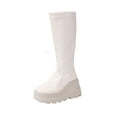 thumbnail image 2 of PiGOGI Women's Knee High Boots with Side Zipper Wedge Heel Winter Casual Boots for Women White 43, 2 of 6