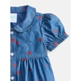 thumbnail image 2 of Wonder Nation Baby Girls Dress with Puff Sleeves and Shorts Set, 2 Piece, Sizes 0/3M-24M, 2 of 3