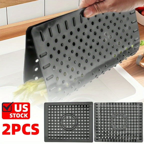 2 Pack Black,Kitchen Sink Mat, 12" x 10" Dish Drying Mat, Rectangular Sink Protector Mats for Bottom of Kitchen Sink, Fast Draining Sink Mats Grid