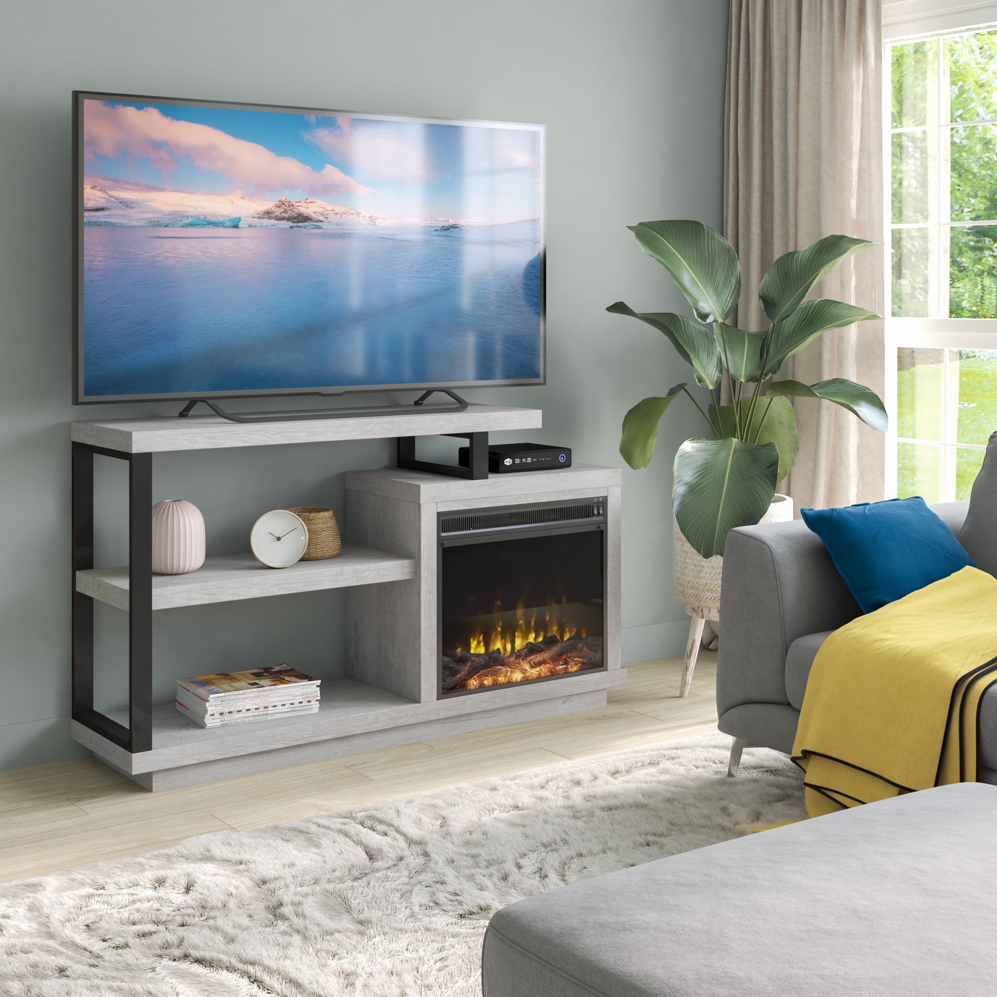 TwinStar Modern Fireplace TV Stand for TVs up to 55" with ClassicFlame