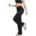 thumbnail image 3 of Women's Cargo Pants Baggy Relaxed Fit Cotton Hiking Work Pants with 6 Pockets Black, 3 of 10
