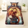 thumbnail image 3 of Feelyou Church Dragon Twin Sheet Sets for Men Boys, Magical Floral Animal Bedding, Orange Gold, 3-Piece, 3 of 5