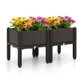 thumbnail image 2 of Raised Garden Bed Kit 2-Pack, Elevated Planter Box for Vegetables, Flowers, Herbs - 16x16x17.5in, Brown PP Plastic, Self-Watering, Easy Assembly, Space Saving, 2 of 9