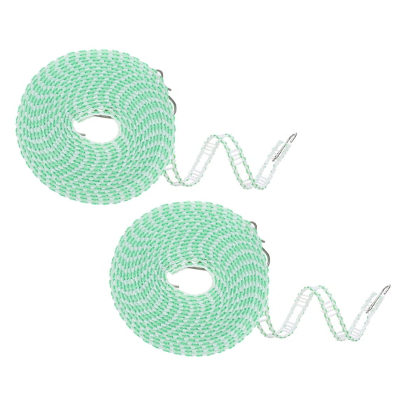 2 Paquetes de Cuerda para Secar Ropa a Prueba de Viento, 5M 16.4ft Cuerda de Secado de Plástico Antideslizante, Cuerda de Viaje para Ropa, Verde