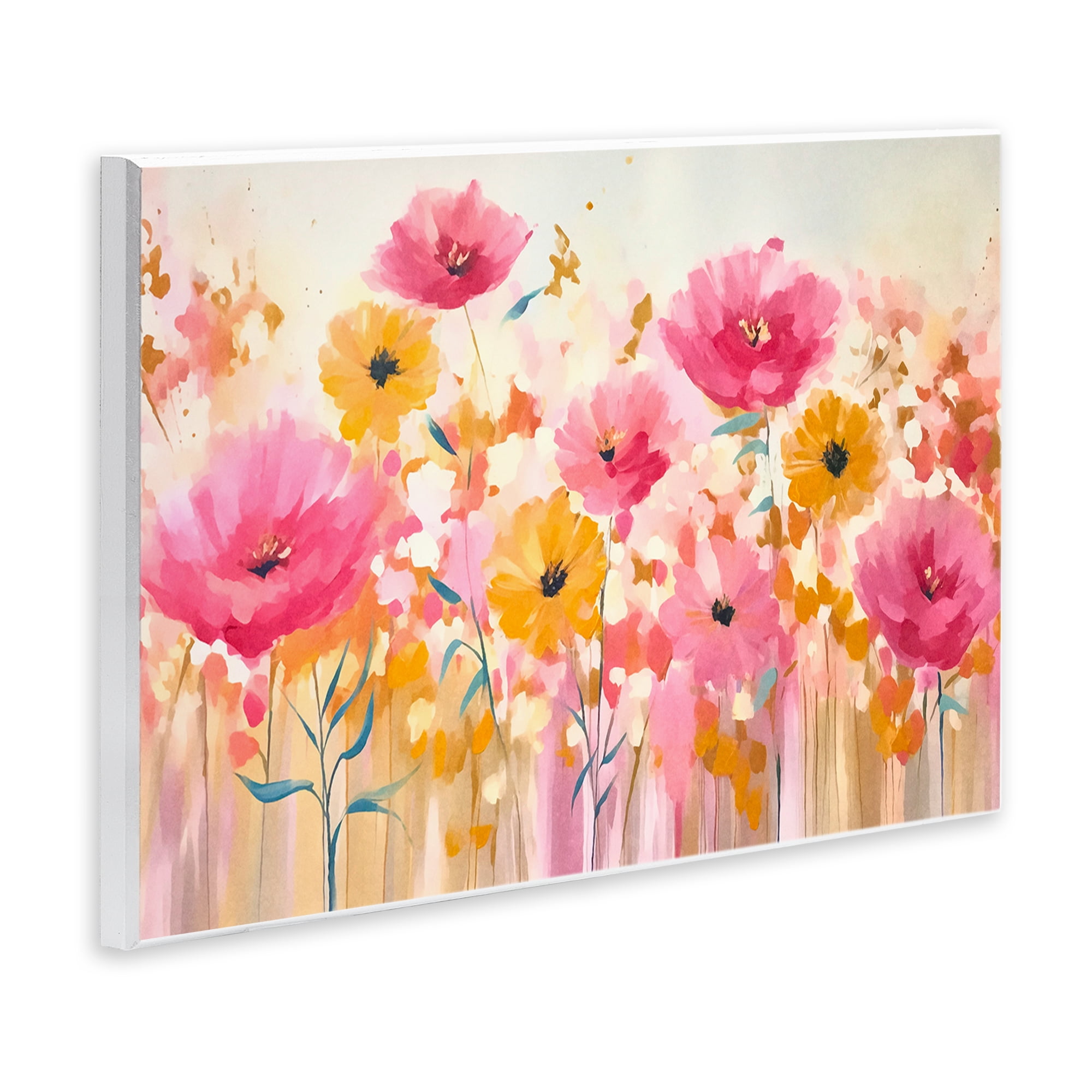Stupell Industries Blooming Whimsy Pink & Yellow Wall Plaque Art, design by Andrea Haase