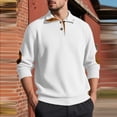 thumbnail image 2 of Yiaimeir Men's Long Sleeve Ribbed Knit Pullover Sweater with Quarter Zip Collar and Elbow Patch Casual Classic Design, 2 of 5