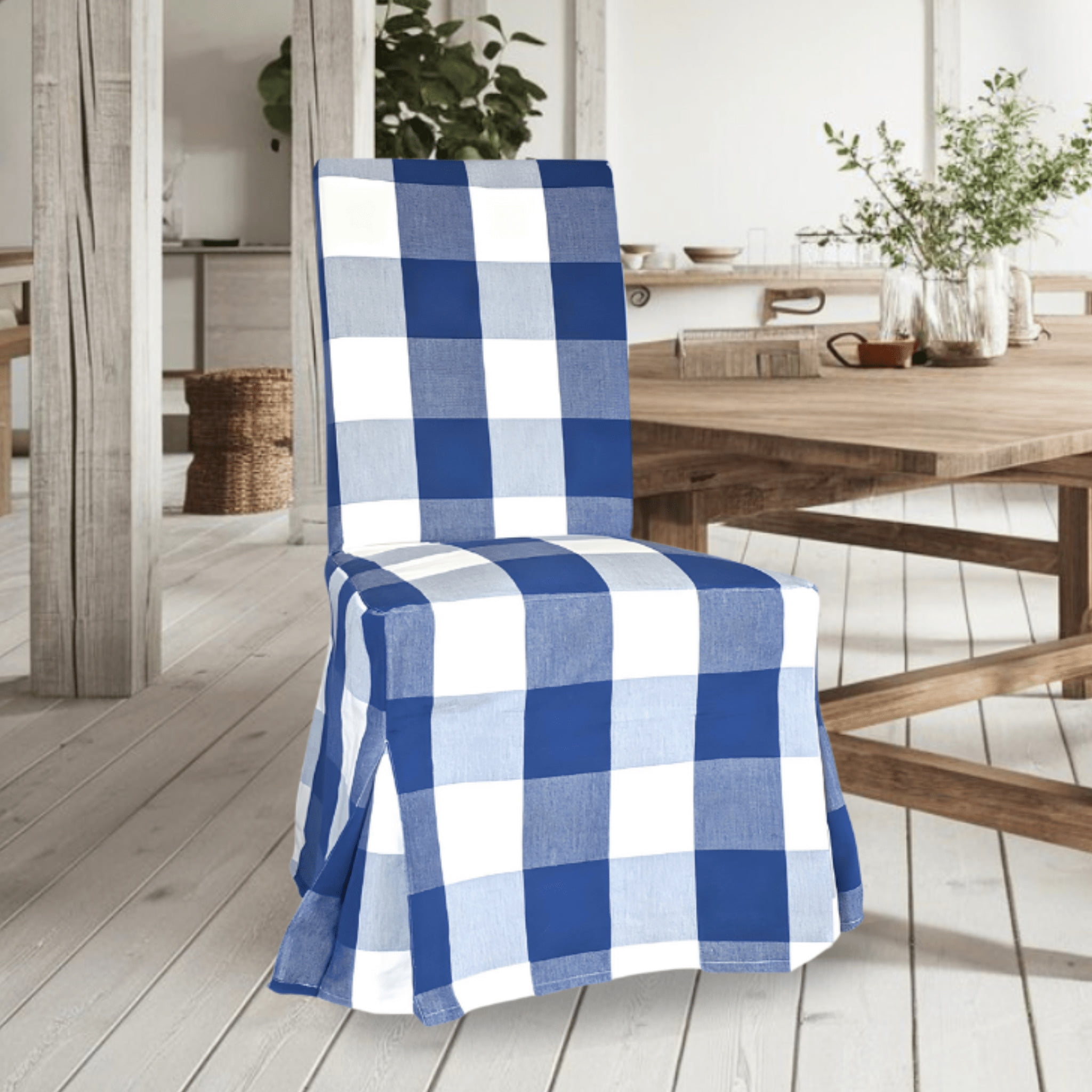 2 Pack IKEA Henriksdal Dining Chair Cover Buffalo Check Navy Blue Floor Length Walmart