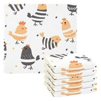6 Packs Cute Chickens Wear Cloth Kitchen Dish Towels Soft Absorbent Dish Cloths 11"x11"