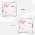 thumbnail image 7 of DouZhe Velvet Decorative Throw Pillow Covers Set of 2, Soft Square Cushion Cover with Invisible Zipper Cute Pastel Pink Butterfly Printing, 20"x20", 7 of 7