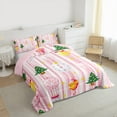 thumbnail image 4 of Manfei Christmas Tree Ball Bedding Comforter Set for Girls, Pink Stripe Abstract Twin Comforter Sets, Happy New Year Reversible Bedding Set, Lightweight Room Decor, 2-Piece, 4 of 9