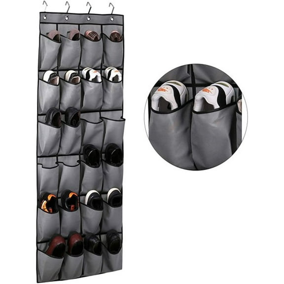 Over the Door Shoe Organizer,Casewin Hanging Shoe Rack Holder with 24 Extra Large Fabric Pockets for Storage Men Sneakers,Women High Heeled Shoes,Slippers