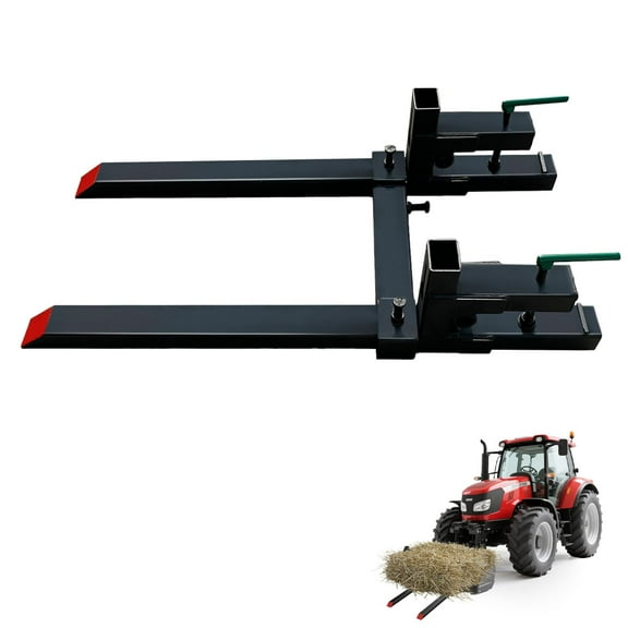 Ataucjin 43 Inch Clamp On Pallet Forks, 2000Lb Heavy Duty Bucket Forks with Adjustable Stabilizer Bar, Quick Attach for Tractor Attachments, Skid Steer & Loader Bucket